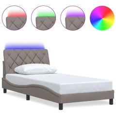 vidaXL Bettgestell mit LED ohne Matratze Taupe 100x200 cm Stoff