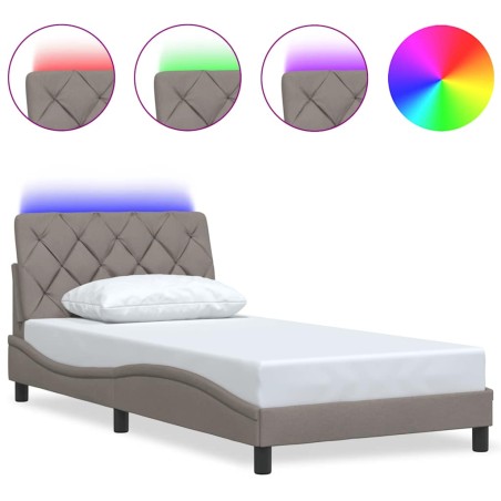 vidaXL Bettgestell mit LED ohne Matratze Taupe 100x200 cm Stoff