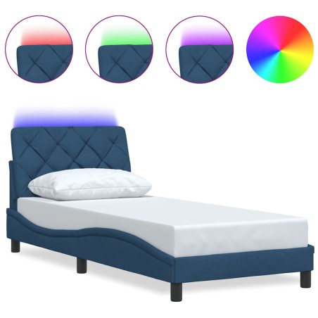 vidaXL Bettgestell mit LED ohne Matratze Blau 80x200 cm Stoff