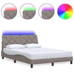 vidaXL Bettgestell mit LED ohne Matratze Taupe 120x200 cm Stoff