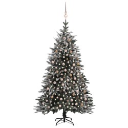 Künstlicher Weihnachtsbaum LEDs & Kugeln Beschneit 210cm PVC PE