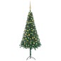 Künstlicher Eck-Weihnachtsbaum LEDs & Kugeln Grün 150 cm PVC Künstlicher Eck-Weihnachtsbaum LEDs & Kugeln Grün 150 cm PVC