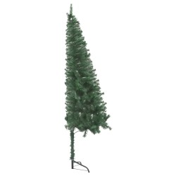 Künstlicher Eck-Weihnachtsbaum LEDs & Kugeln Grün 240 cm PVC