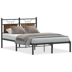 vidaXL Bettgestell ohne Matratze Räuchereiche 120x200 cm Holzwerkstoff