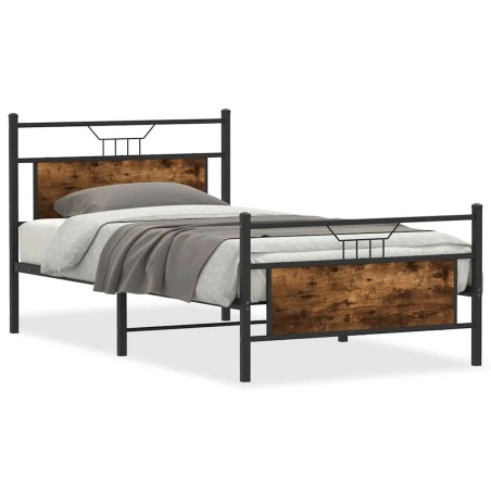 vidaXL Bettgestell ohne Matratze Räuchereiche 100x190 cm Holzwerkstoff