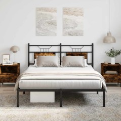 vidaXL Bettgestell ohne Matratze Räuchereiche 140x190 cm Holzwerkstoff