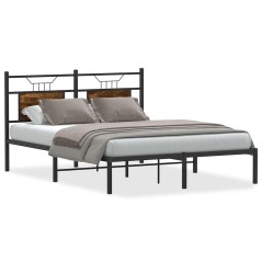 vidaXL Bettgestell ohne Matratze Räuchereiche 140x190 cm Holzwerkstoff