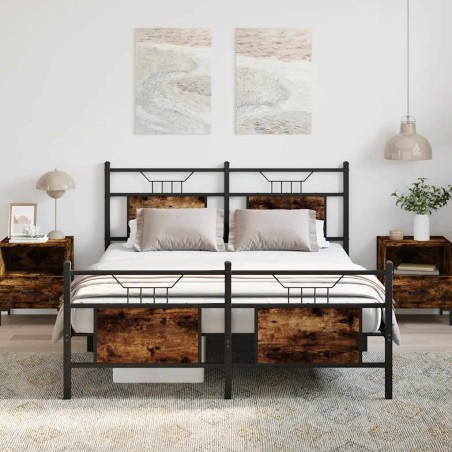 vidaXL Bettgestell ohne Matratze Räuchereiche 140x200 cm Holzwerkstoff
