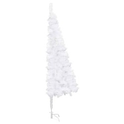 Künstlicher Eck-Weihnachtsbaum LEDs & Kugeln Weiß 210 cm PVC