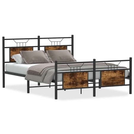 vidaXL Bettgestell ohne Matratze Räuchereiche 140x200 cm Holzwerkstoff