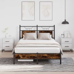 vidaXL Bettgestell ohne Matratze Räuchereiche 120x190 cm Holzwerkstoff