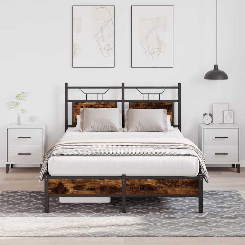 vidaXL Bettgestell ohne Matratze Räuchereiche 120x190 cm Holzwerkstoff vidaXL Bettgestell ohne Matratze Räuchereiche 120x190 cm Holzwerkstoff