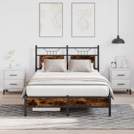 vidaXL Bettgestell ohne Matratze Räuchereiche 120x190 cm Holzwerkstoff