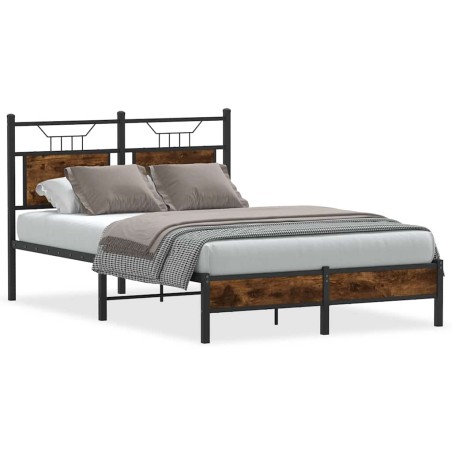 vidaXL Bettgestell ohne Matratze Räuchereiche 120x190 cm Holzwerkstoff