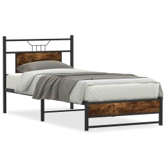 vidaXL Bettgestell ohne Matratze Räuchereiche 75x190 cm Holzwerkstoff
