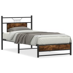 vidaXL Bettgestell ohne Matratze Räuchereiche 90x190 cm Holzwerkstoff