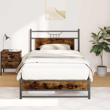 vidaXL Bettgestell ohne Matratze Räuchereiche 100x190 cm Holzwerkstoff