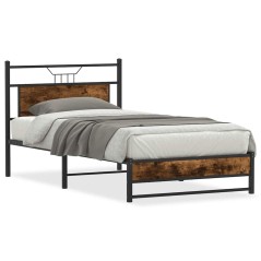vidaXL Bettgestell ohne Matratze Räuchereiche 100x190 cm Holzwerkstoff