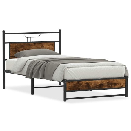 vidaXL Bettgestell ohne Matratze Räuchereiche 100x190 cm Holzwerkstoff