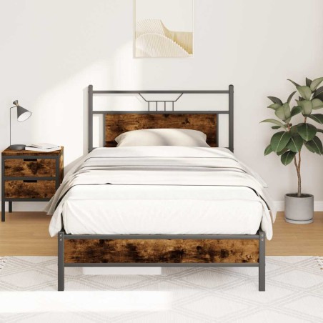 vidaXL Bettgestell ohne Matratze Räuchereiche 100x200 cm Holzwerkstoff