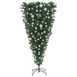 Künstlicher Weihnachtsbaum Kopfüber LEDs & Kugeln 120 cm