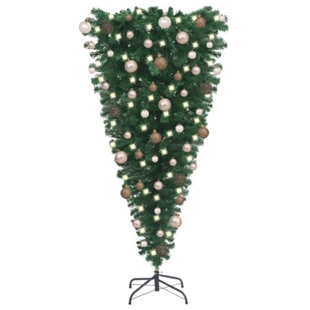 Künstlicher Weihnachtsbaum Kopfüber LEDs & Kugeln 120 cm