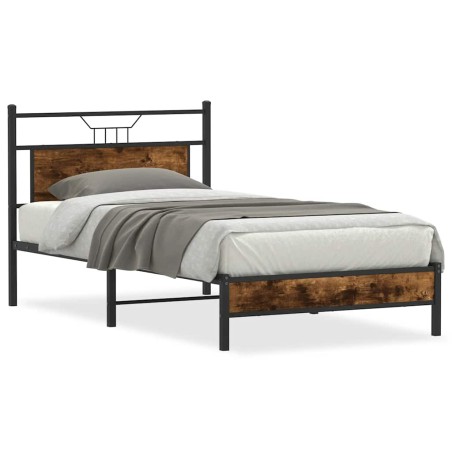 vidaXL Bettgestell ohne Matratze Räuchereiche 100x200 cm Holzwerkstoff