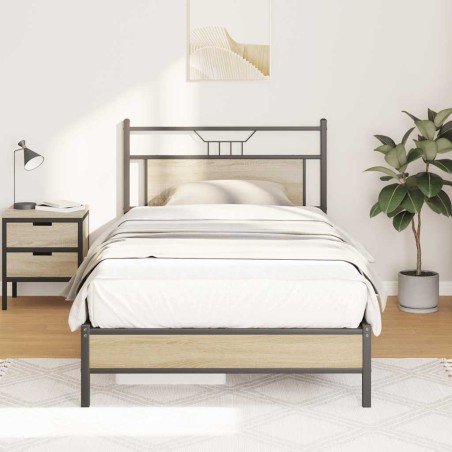 vidaXL Bettgestell ohne Matratze Sonoma-Eiche 107x203 cm Holzwerkstoff