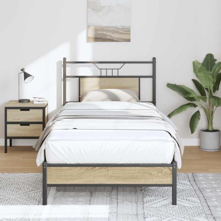 vidaXL Bettgestell ohne Matratze Sonoma-Eiche 90x200 cm Holzwerkstoff