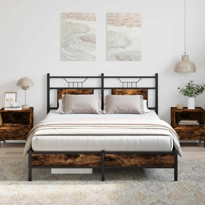 vidaXL Bettgestell ohne Matratze Räuchereiche 140x200 cm Holzwerkstoff vidaXL Bettgestell ohne Matratze Räuchereiche 140x200 cm Holzwerkstoff