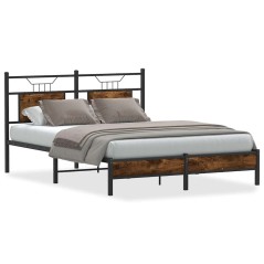 vidaXL Bettgestell ohne Matratze Räuchereiche 140x200 cm Holzwerkstoff