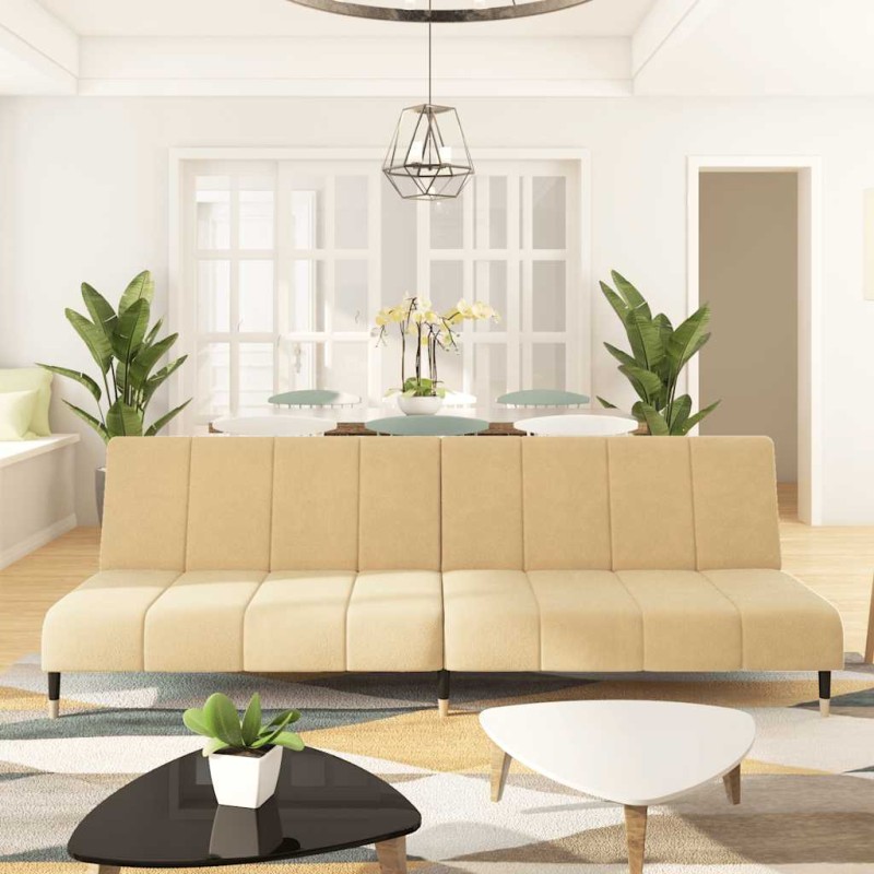 vidaXL Schlafsofa 2-Sitzer Creme Samt vidaXL Schlafsofa 2-Sitzer Creme Samt