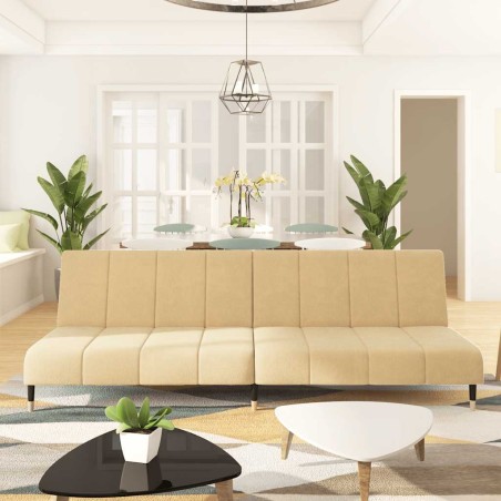 vidaXL Schlafsofa 2-Sitzer Creme Samt