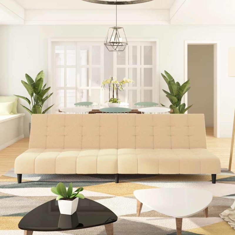 vidaXL Schlafsofa 2-Sitzer Creme Samt vidaXL Schlafsofa 2-Sitzer Creme Samt