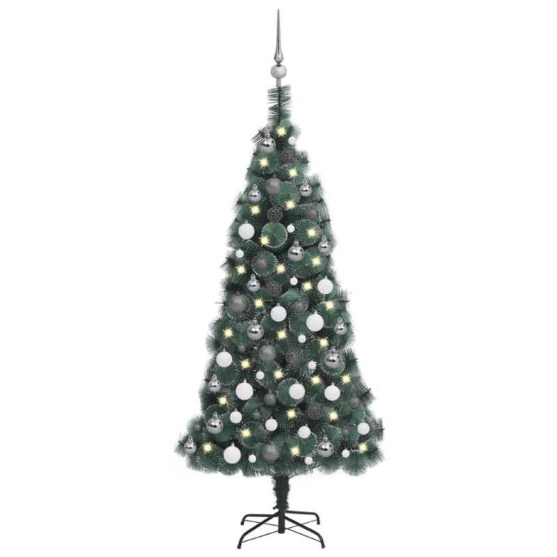 Künstlicher Weihnachtsbaum LEDs & Kugeln Grün 120 cm PVC & PE Künstlicher Weihnachtsbaum LEDs & Kugeln Grün 120 cm PVC & PE
