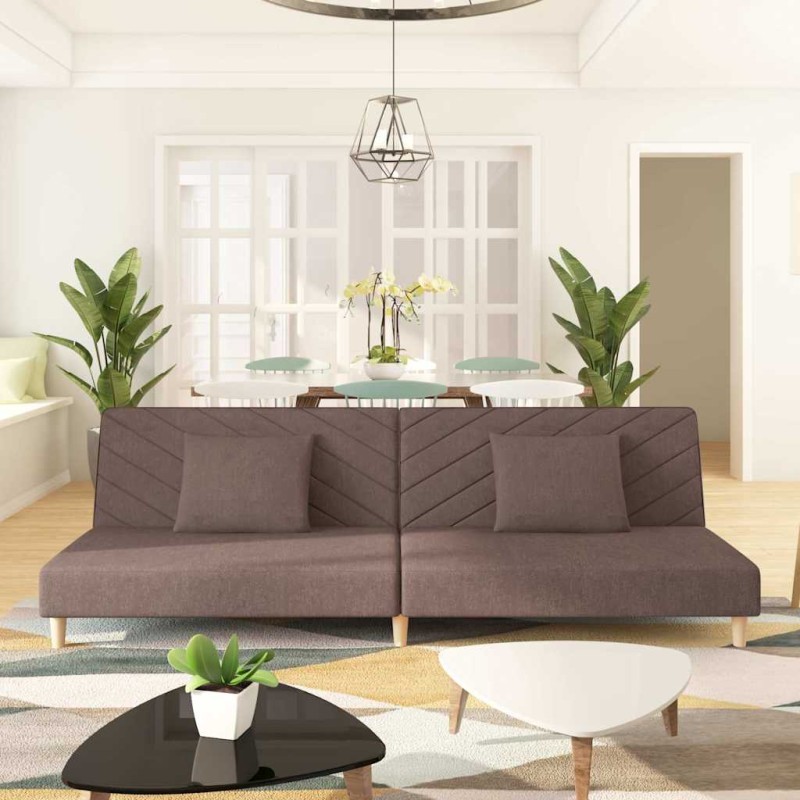 vidaXL Schlafsofa 2-Sitzer mit 2 Kissen Taupe Stoff vidaXL Schlafsofa 2-Sitzer mit 2 Kissen Taupe Stoff