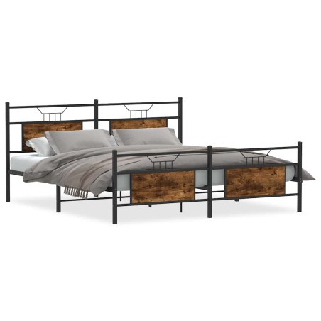 vidaXL Metallbett ohne Matratze Räuchereiche 183x213 cm