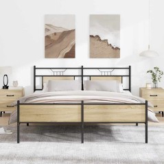 vidaXL Metallbett ohne Matratze Sonoma-Eiche 183x213 cm