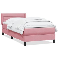 vidaXL Boxspringbett mit Matratze Rosa 80x220 cm Samt