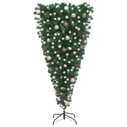 Künstlicher Weihnachtsbaum Kopfüber LEDs & Kugeln 240 cm