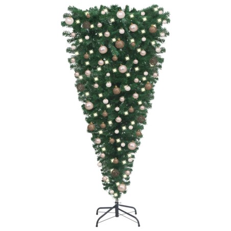 Künstlicher Weihnachtsbaum Kopfüber LEDs & Kugeln 240 cm