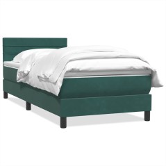 vidaXL Boxspringbett mit Matratze Dunkelgrün 80x220 cm Samt