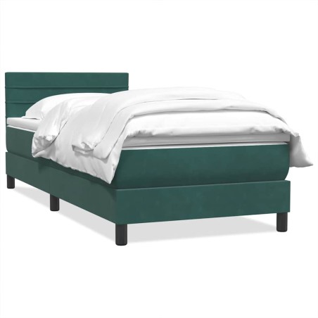 vidaXL Boxspringbett mit Matratze Dunkelgrün 80x220 cm Samt