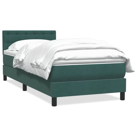 vidaXL Boxspringbett mit Matratze Dunkelgrün 90x210 cm Samt