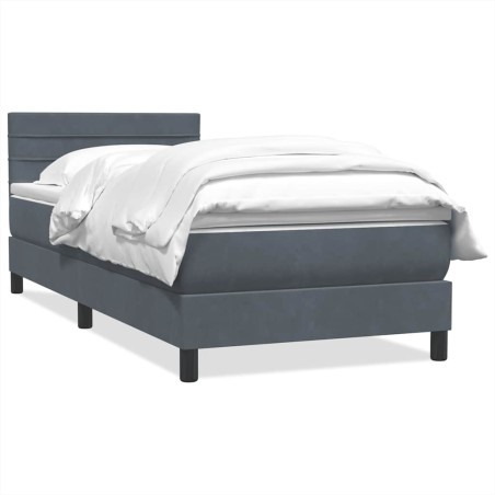 vidaXL Boxspringbett mit Matratze Dunkelgrau 80x220 cm Samt