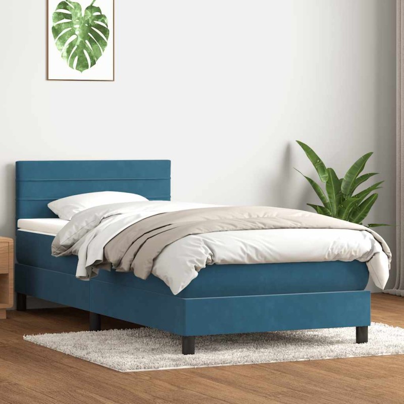 vidaXL Boxspringbett mit Matratze Dunkelblau 90x220 cm Samt vidaXL Boxspringbett mit Matratze Dunkelblau 90x220 cm Samt