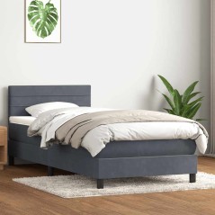 vidaXL Boxspringbett mit Matratze Dunkelgrau 80x210 cm Samt