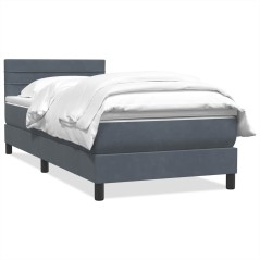 vidaXL Boxspringbett mit Matratze Dunkelgrau 80x210 cm Samt