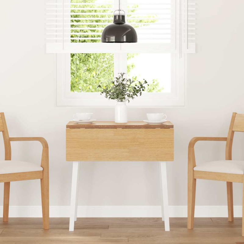 vidaXL Esstisch Weiß Massivholz Gummibaumholz vidaXL Esstisch Weiß Massivholz Gummibaumholz