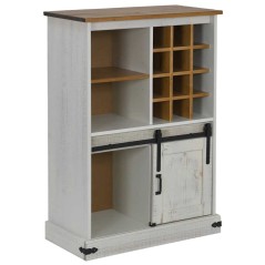 vidaXL Weinschrank HALDEN mit Weinregalen und Schiebetür Weiß Kiefer